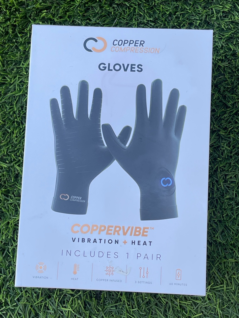 New Copper Compression Coppervibe Vibration & Heat Gloves Unisex